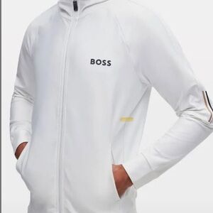 Hugo Boss mens logo Print zip up
 Hoodie size XL.